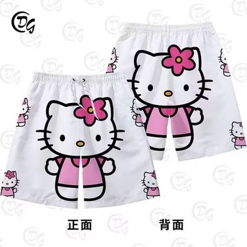 最後優惠💯夏季寬鬆T恤凱蒂貓籃球服整套裝男士女生可愛學生沙灘褲 XA55