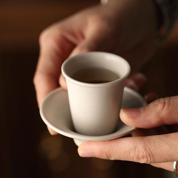 哲明 玉蘭杯草木灰釉手工品茗杯手工景德鎮白瓷品茗杯工夫茶杯