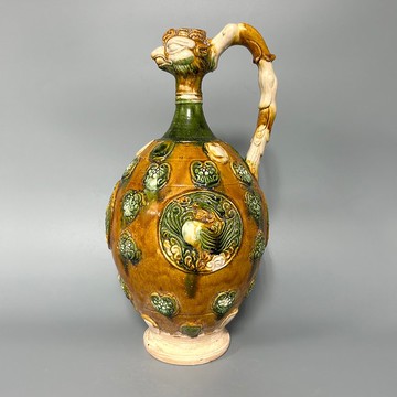 唐三彩貼花鳳首瓶