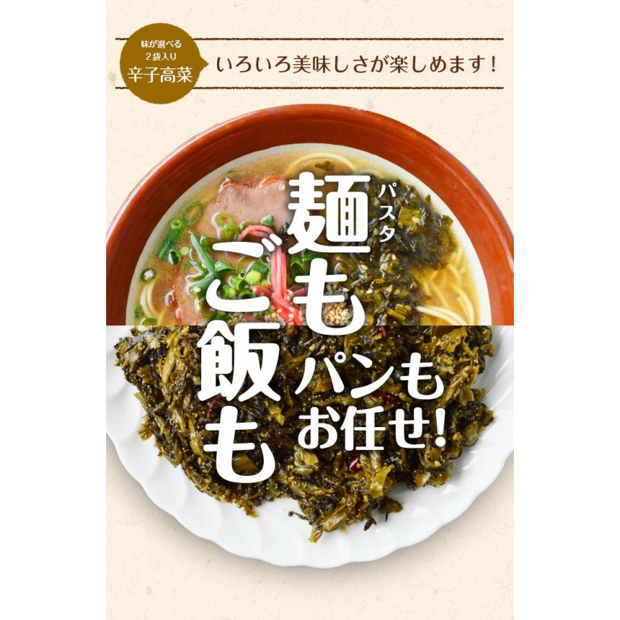 辛子高菜 選べる2袋 明太子入高菜 博多 福岡 帰省土産 おかず ご飯のお供 おつまみ お土産 ギフト ポイント消化 [メール便]