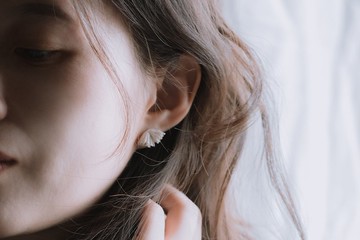 Fleur de Neige雪花白瓷純銀耳環