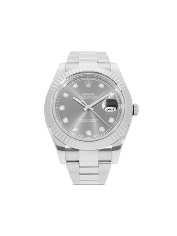 Rolex - 2014 pre-owned Datejust 41mm - unisex - stainless steel/White Gold/Sapphire Glass - One Size - Grey