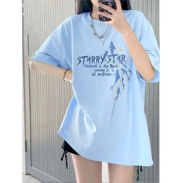 臺灣出貨 100%抗起球日系清新風寬鬆短袖女2025夏季薄款T恤圓領套頭上衣服女裝短袖運動短袖短袖T恤女