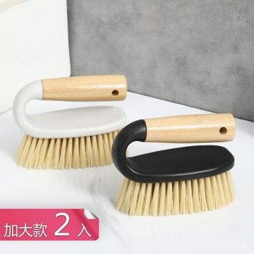 【荷生活】收納瀝水起泡豐富易清潔衣物刷 竹製手柄柔韌刷毛可懸掛清潔刷-加大款2入組