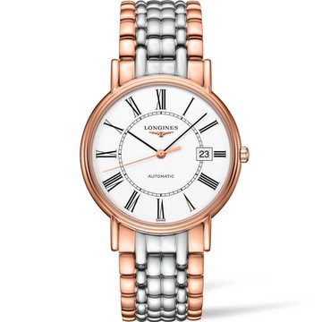 LONGINES 浪琴 Presence 經典羅馬機械錶 年終送禮-白x雙色/38.5mm L4.921.1.11.7