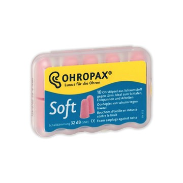 Ohropax 德國安耳悠-頂級柔軟泡棉慢回彈可水洗降噪隔音耳塞-SOFT膚色款5對/盒(SNR32dB降噪規格,歐盟認證)