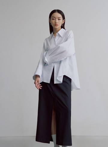 率性簡約寬版長袖襯衫