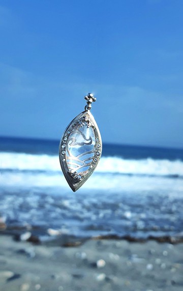 浮世潮  墜飾/白水晶純銀手工墜飾