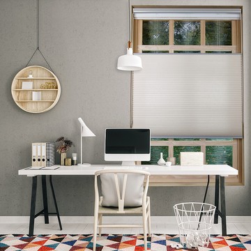 米白上下開合雙循環珠鍊半遮光蜂巢簾 (Winter White)