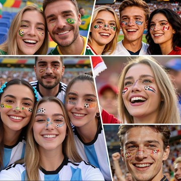 ⚽️2026世界杯⚽️世界杯球迷狂歡面部裝飾貼足球迷專屬臉部彩繪貼紙臨時紋身貼可卸