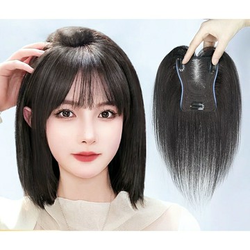 【巴黎精品】現貨+預購 女短假髮真髮髮片透氣假髮片輕量隱形增髮量假髮接髮-手織9*12cm遮白髮4款a1ej32