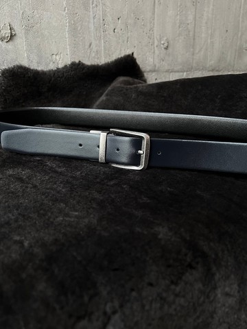 3.5cm寬 好正皮帶 旋轉頭雙面 細荔枝黑I平紋海軍藍 真皮腰帶