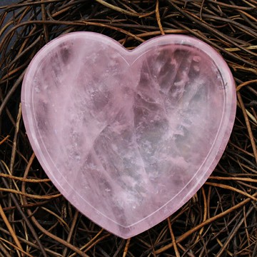 如鴻天然粉晶原石愛心形水晶碗擺件家居風水飾品工藝禮品收納儲藏