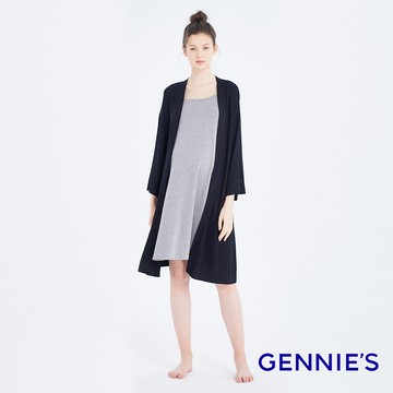 Gennies奇妮 親膚綁帶孕婦罩衫(黑TPA38)
