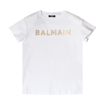 Balmain - White And Gold Cotton T-shirt