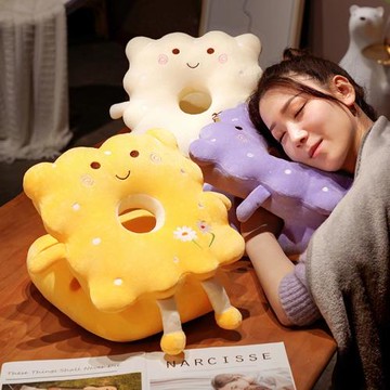 可愛卡通冰絲午睡枕辦公室趴睡枕小學生兒童趴趴午休毯子餅干枕頭