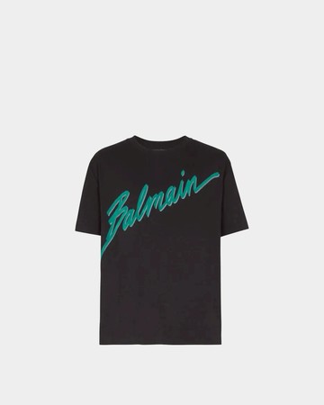 BALMAIN 字母印花棉質 T-Shirt - 黑 / S