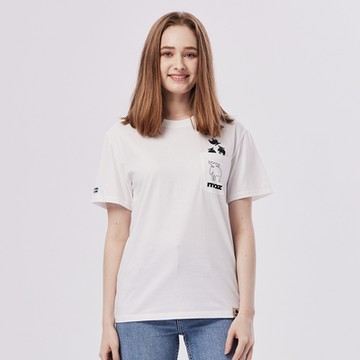 moz瑞典 口袋駝鹿 100%印花純棉短T-百搭白(亞洲版)女款