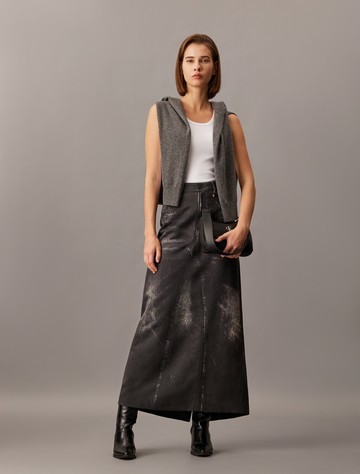 Calvin Klein Halo 錯視效果印花牛仔長裙