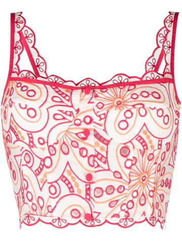 Charo Ruiz Ibiza - Tessa broderie-anglaise crop top - women - Polyester/Cotton - M - White