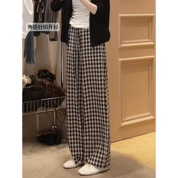 oajer歐紀兒旗艦女裝店鷗同款通勤格子休閑褲女2025春季氣質褲子