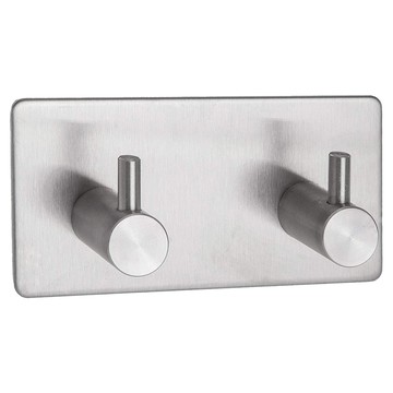 Truly House 免打孔304不鏽鋼方形雙掛勾 尺寸 9x4.5x2.5cm 重量 111g  1個  銀色