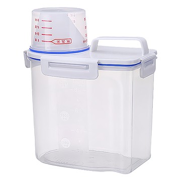 防潮保鮮雜糧收納密封罐 1.5L 透明色 附量杯  1個  小(15 x 9.5 x 22cm)