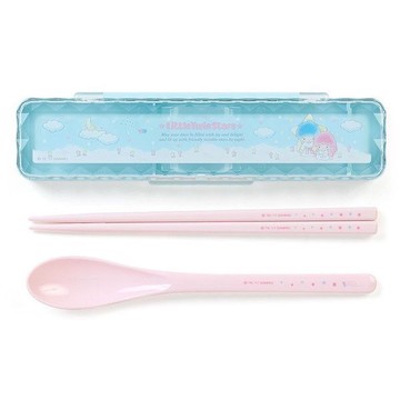 【震撼精品百貨】雙子星小天使_Little Twin Stars KiKi&LaLa~雙子星筷子湯匙附收納盒-雲朵*50141