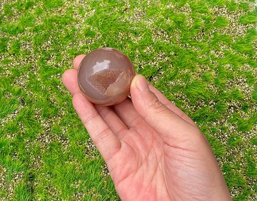 招財轉運-天然開口笑小晶洞櫻花瑪瑙開運球 辦公室 療癒 擺件