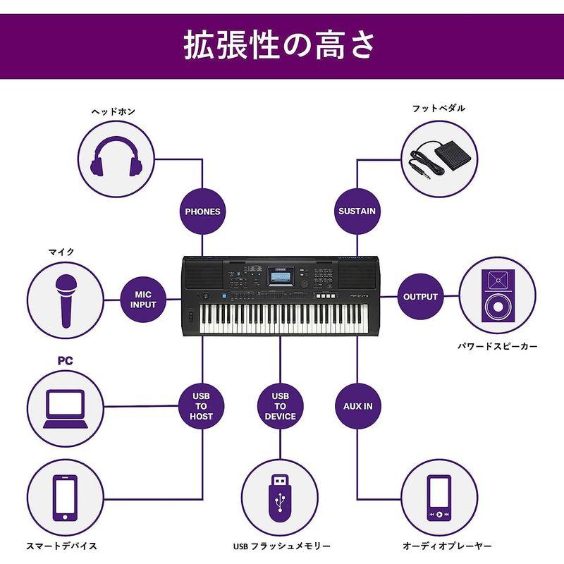 ヤマハ 電子キーボード PSR-E473 61鍵 タッチレスポンス 820音色 音楽制作 ライブ演奏 マイク接続