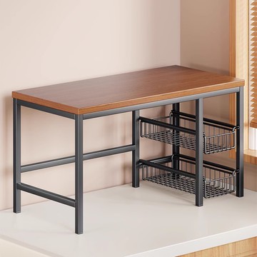 【含稅/免運】 廚房微波爐置物架可抽拉家用雙層烤箱電飯煲收納架桌面空氣炸鍋架