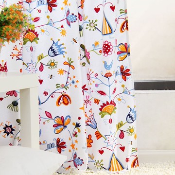 白小鳥 兒童房男孩女孩卡通窗簾布料帆布客廳臥室 成品窗簾定做