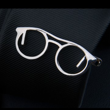 Laifuu拉福，領帶夾銀眼鏡襯衫夾領夾(附盒)