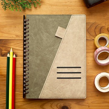 A5 抽取式仿皮革活頁筆記本-冬日夏雲。深焙抹茶