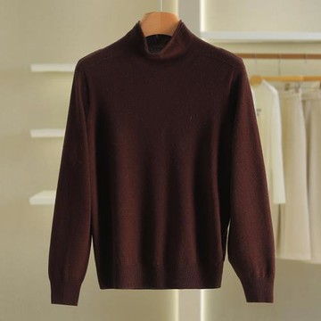 專柜價499【伊】100~綿羊毛純色寬松高領羊毛衫品牌商場同款25冬