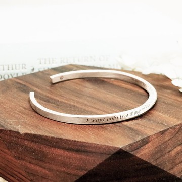 幾何方扭 質感手環 細款 刻字版 客製化訂製 925純銀手環