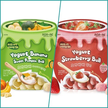韓國 AGA-AE - 益生菌寶寶優格球-草莓+香蕉南瓜-15g/包*2