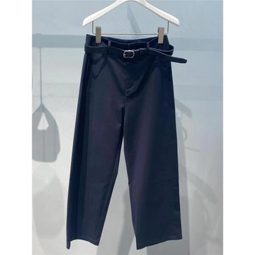 商場同款2025秋季新款時尚百搭藏青色腰帶直筒休閑褲女5F7251981