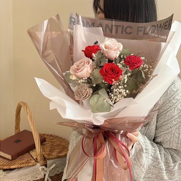 情人節花束【Flora Flower】乾燥永生花束 - 紅絲絨可可 永生花 生日 情人節 禮物