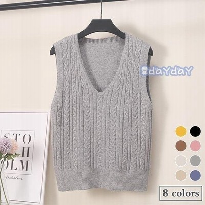 ニットベスト レディース ベスト ニット ケーブル編み ジレ プルオーバー Vネック ジレベスト スクールベスト チョッキ トップス カラバリ 通販 Lineポイント最大get Lineショッピング