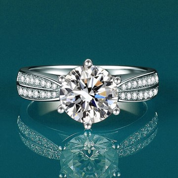 隔日到貨 六爪 雙排 1克拉 3EX D VVS1 八心八箭 莫桑鑽 奧地利水晶 固定戒圍 美國戒圍A251