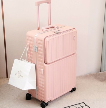 楓林宜居 前置開口密碼行李箱男鋁框20寸登機箱萬向輪拉桿箱24旅行箱女生