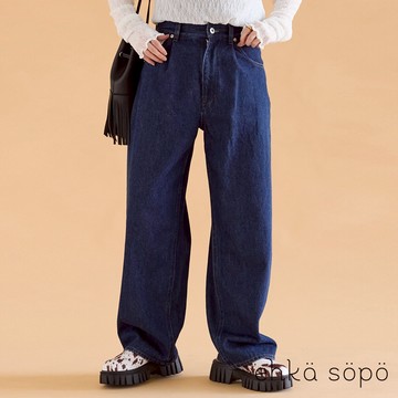 ehka sopo 定番打摺直筒剪裁牛仔褲(0F001119510)