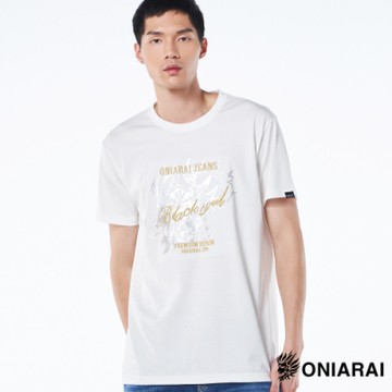 鬼洗 BLUE WAY –金屬煙鬼草寫文字短TEE(白)