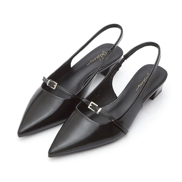 D+AF OL標配漆皮尖頭後空低跟鞋