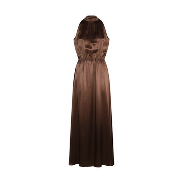 Crida - Brown Satin Taormina Long Dress