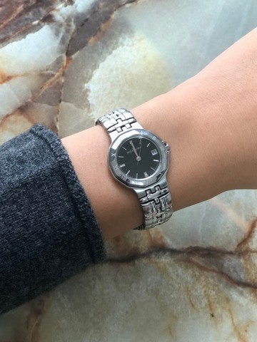 【VintageShop solo 日本直送中古包專賣店】Yves Saint Laurent 腕錶 銀色 不鏽鋼 9613-H22714 石英錶 w3ynyr