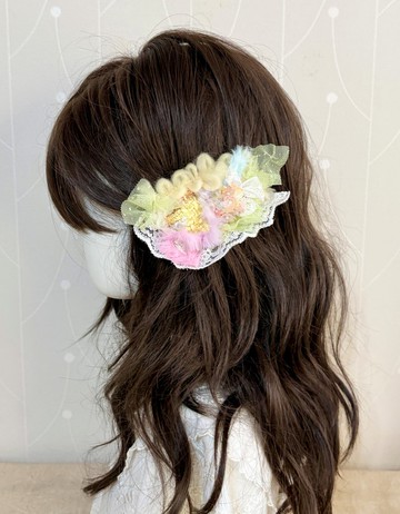 手工拼接 / 串珠紗線髮夾 BB夾 瀏海夾 手工髮飾
