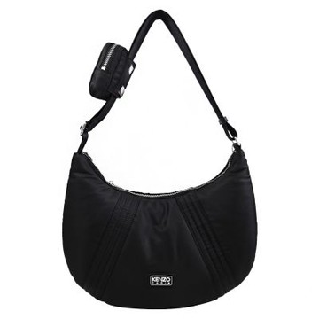 KENZO 經典LOGO尼龍附零錢單肩/彎月/斜背包(黑)