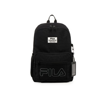 FILA 網布LOGO休閒後背包(附識別證套)-黑色 BPA-3004-BK